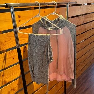 PINK Gray and Pink Hoodie and Joggers Set